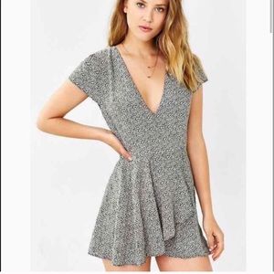 UO Kimchi Blue Black and White Floral Romper